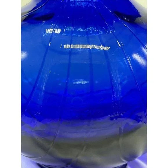 Exquisite Cobalt Blue Ruffle Top, Draped Pattern Art Glass Bass